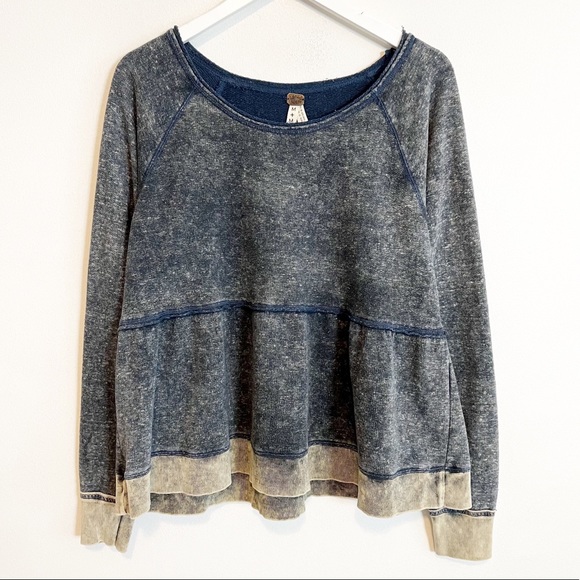 Free People Tops - BOGO! Free People Oversized Peplum French Terry Distress Finish Top